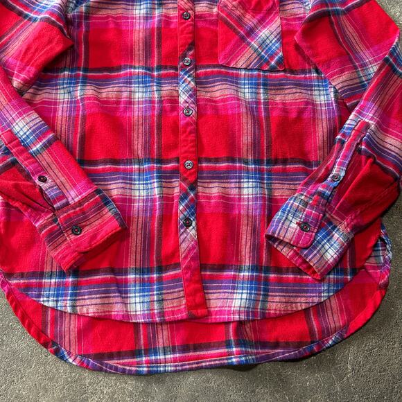 Orvis Flannel Shirt Womens S Red Plaid Oversized Light Button Up Outdoors - Picture 14 of 16